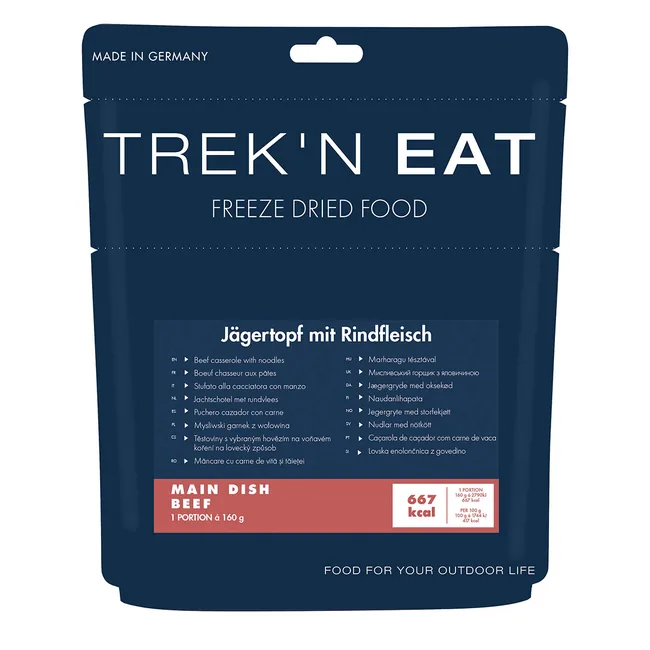 Trek 'n Eat, Jägertopf mit, Rindfleisch, Nudeln, 7% Mwst.