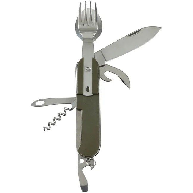 Taschenmesser, oliv, Gabel und Löffel