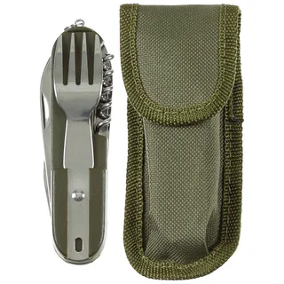 Taschenmesser, oliv, Gabel und Löffel