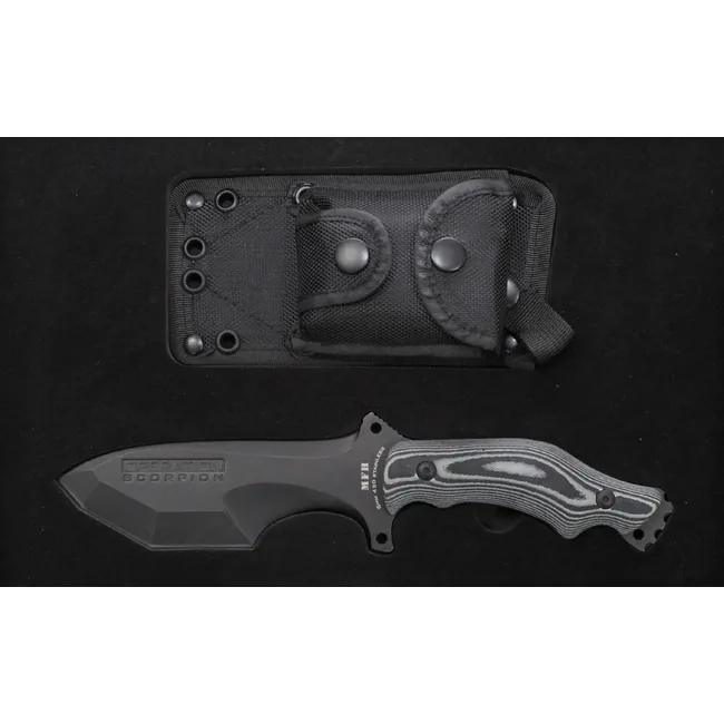 Messer, "Operation Scorpion", schwarz,Micarta-Griff, Scheide