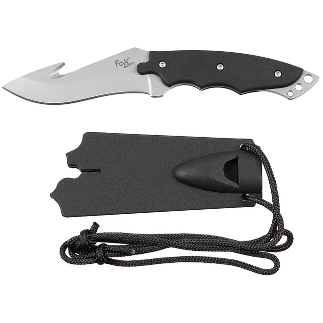 Messer, gebogene Klinge, Kunststoffgriff, Scheide