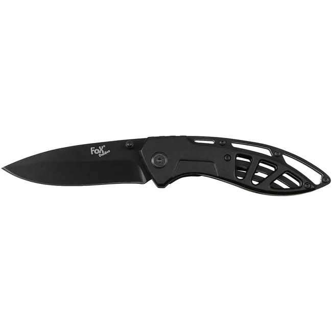 Klappmesser, Einhand, schwarz, gelochter Metallgriff