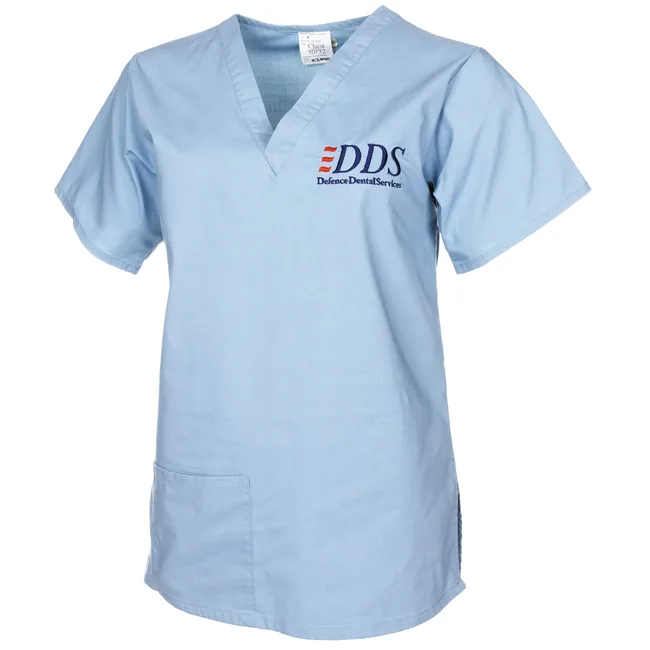 Brit. Damenbluse, blau, "Zahnarzthelferin", gebr.