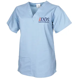 Brit. Damenbluse, blau, "Zahnarzthelferin", gebr.