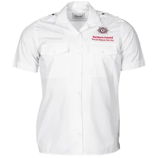 NIR Diensthemd, weiß, kurzarm, "Fire & Rescue Service", gebr.