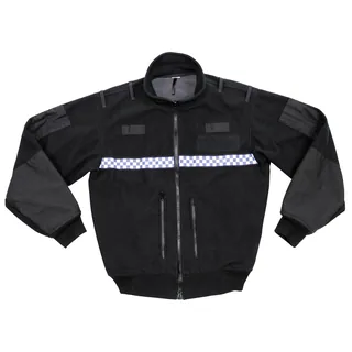 Brit. Fleece-Jacke, winddicht, "Police", schwarz, gebr.