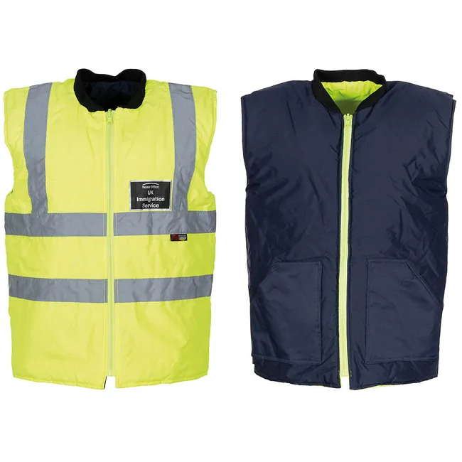 Brit. Signalweste, wendbar, gelb/blau, gebr.