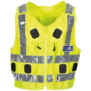 Brit. Signalweste, gelb, "Police", gebr.