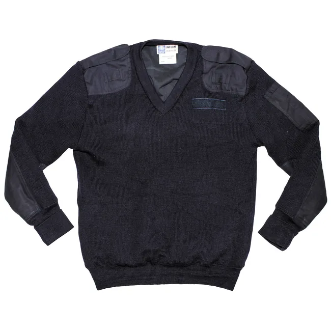 Brit. Pullover, blau, Polizei, gefüttert, V-Ausschnitt, gebr.