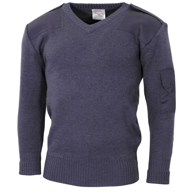 Brit. Pullover, V-Ausschnitt, blau/grau, neuw.