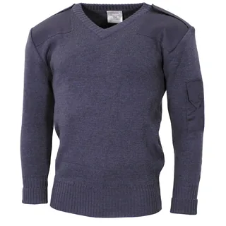 Brit. Pullover, V-Ausschnitt, blau/grau, gebr.