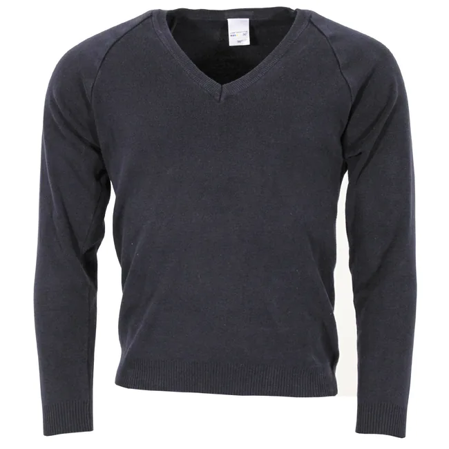 Brit. Pullover, blau, V-Ausschnitt, gebr.