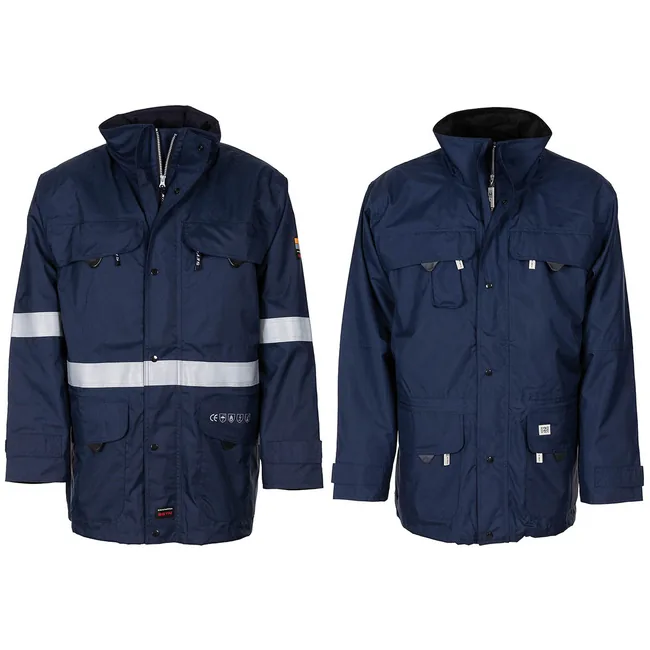 Belg. Nässeschutzjacke, flammhemmend, blau, neuw.
