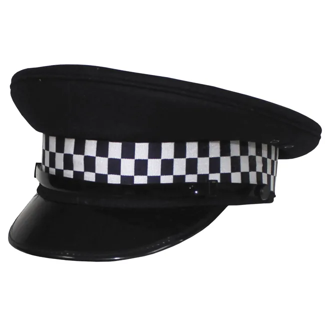 Brit. Schirmmütze, Polizei, ohne Abzeichen, gebr.