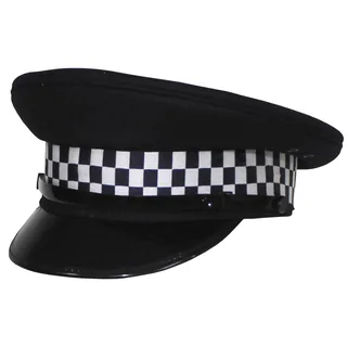 Brit. Schirmmütze, Polizei, ohne Abzeichen, gebr.