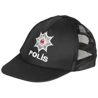 Türk. Cap, "POLIS", Netzeinsatz, schwarz, neuw.