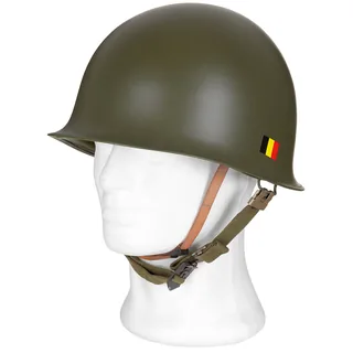 Belg. Helm "M51", oliv, mit, Kunststoff-Innenhelm, neuw.