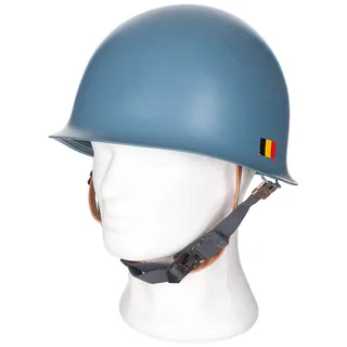 Belg. Helm "M51", hellblau, m. Kunststoff-Innenhelm, gebr.