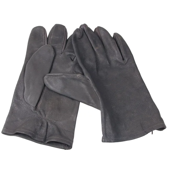 BW Lederhandschuhe, grau, ungefüttert, gebr., II. Wahl