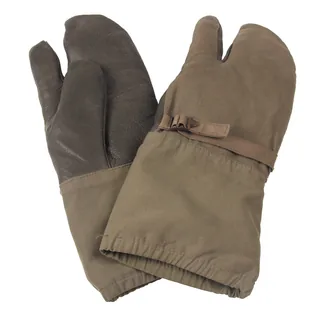 BW Überhandschuhe, 3 Finger, mit Plüschfutter, oliv, gebr.