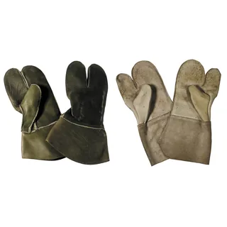 BW Lederhandschuhe, 3 Finger mit Stulpe, gebr.