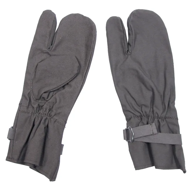 Österr. Handschuhe, grau, 3 Finger mit Stulpe, gebr.