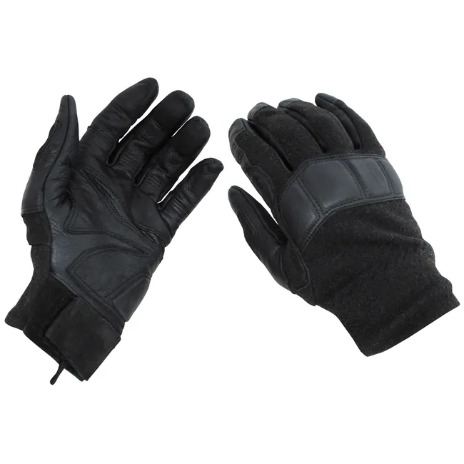 Österr. Fingerhandschuhe, Leder/Nomex, schwarz, gebr.