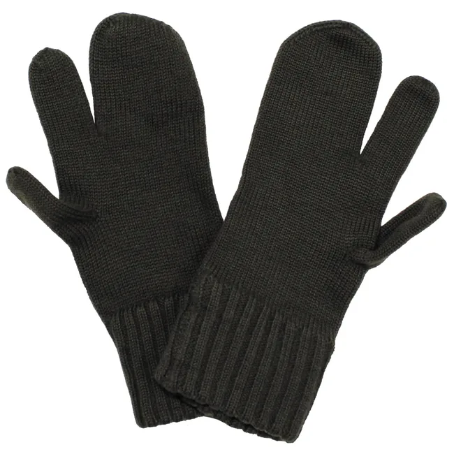 Österr. Strickhandschuhe, mit Schießfinger, oliv, gebr.