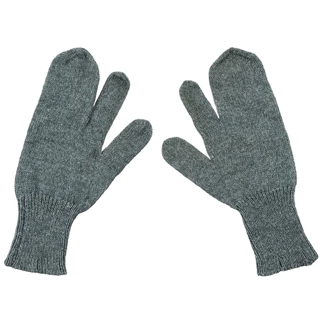 Schweiz. Strickhandschuhe, 3 Finger, Wolle, grau, gebr.
