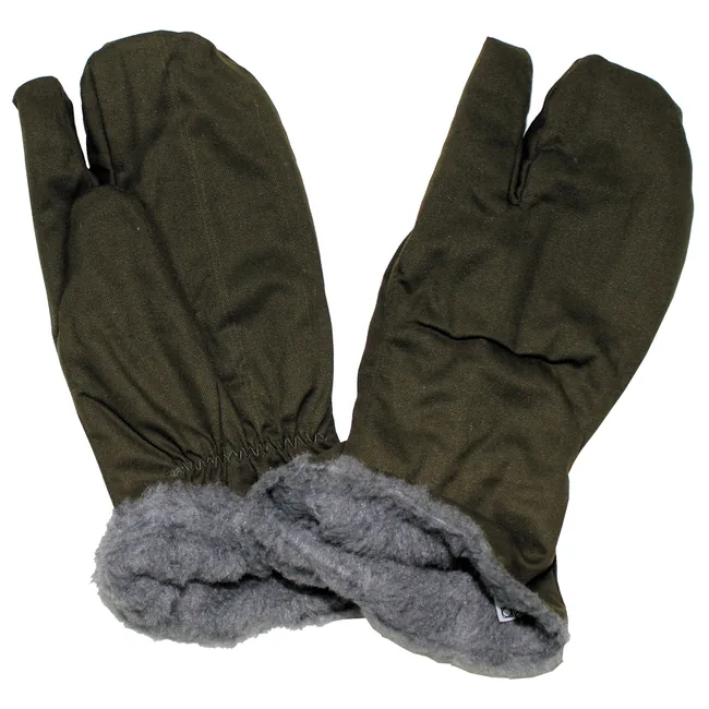 CZ/SK Handschuhe, M 55, oliv, gefüttert, 3 Finger, gebr.
