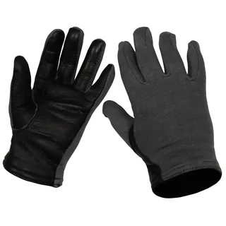 Belg. Fingerhandschuhe, grau, Pilot, Lederbesatz, neuw.