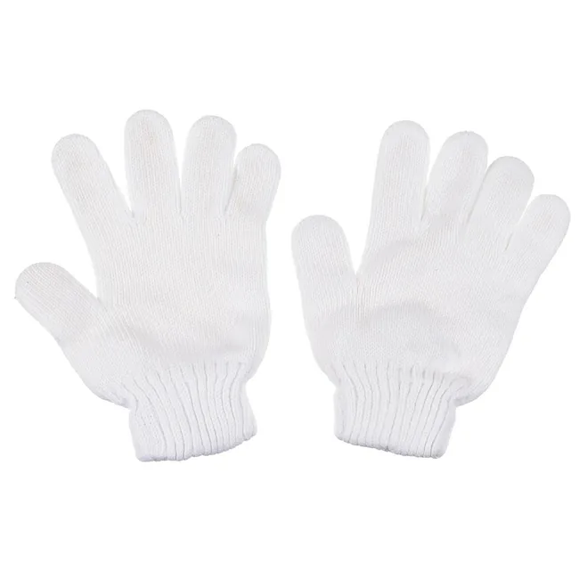 Brit. Fingerhandschuhe, weiß, Strick, gebr.