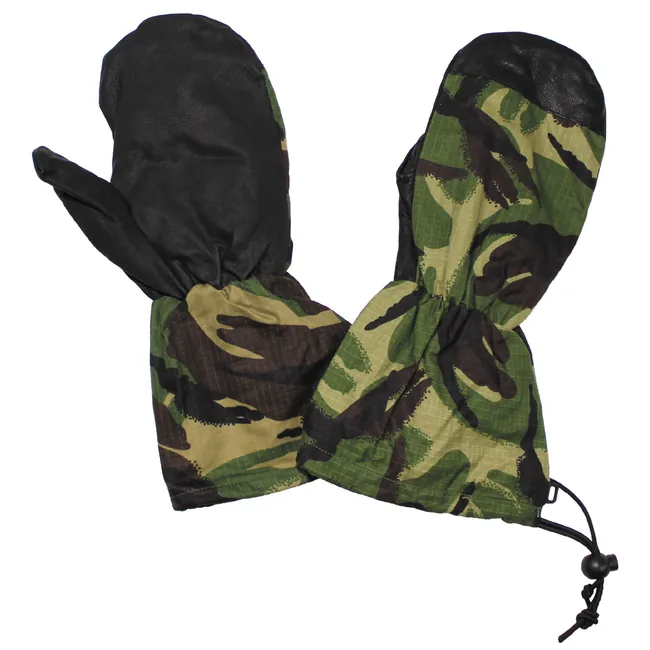 Brit. Fausthandschuhe, neuw., Innenfläche Leder, DPM tarn