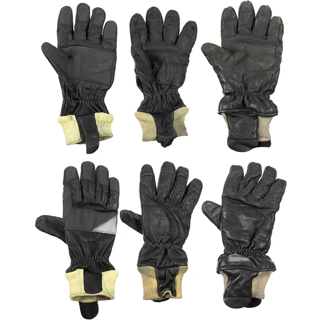 Brit. Feuerwehr-Handschuhe, Leder, gefüttert, gebr.