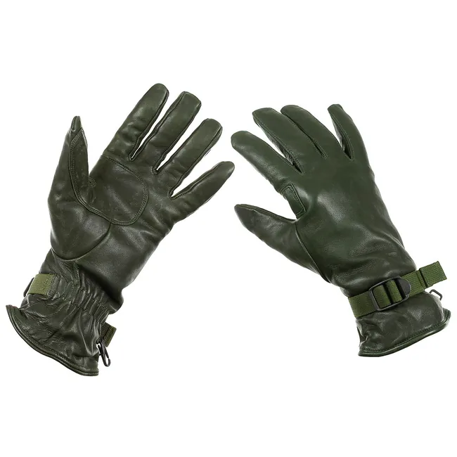 Brit. Lederhandschuhe, oliv, "MK II Combat", gefütt., gebr.