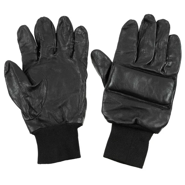 Brit. Lederhandschuhe, Knöchelschutz, schwarz, gebr.