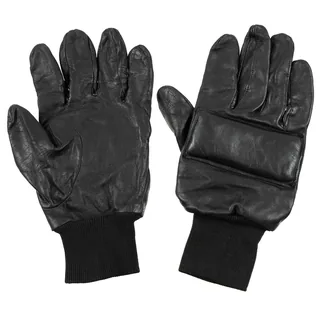 Brit. Lederhandschuhe, Knöchelschutz, schwarz, gebr.