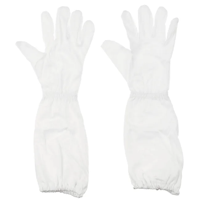 Brit. Fingerhandschuhe, weiß, mit Stulpe, FR, gebr.
