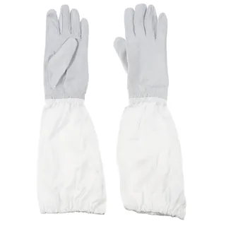 Brit. Fingerhandschuhe, weiß, FR, Leder/Textil, neuw.