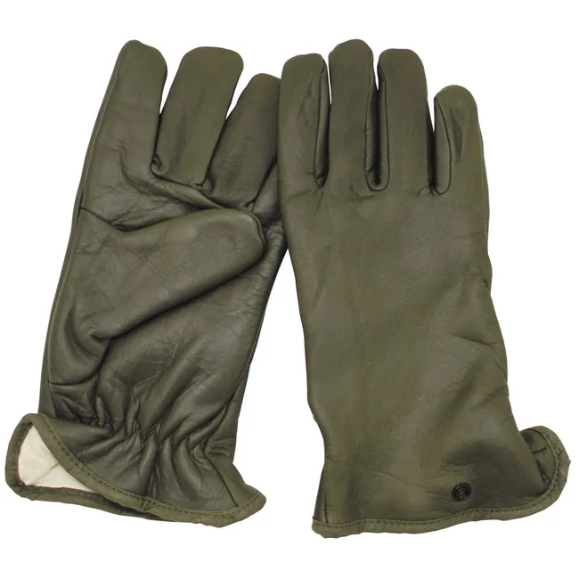 Franz. Lederhandschuhe, gefüttert, oliv, neuw.