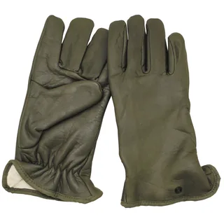 Franz. Lederhandschuhe, gefüttert, oliv, neuw.