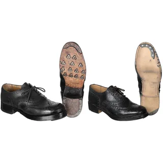 Brit. Steppschuhe, schwarz, Leder genarbt, gebr.