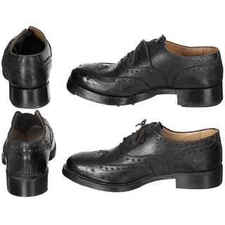 Brit. Steppschuhe, schwarz, Leder genarbt, gebr.
