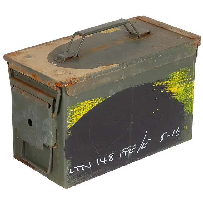 Brit. Munitionskiste, Gr .2, M2A1, Cal.50/5.56, gebr.