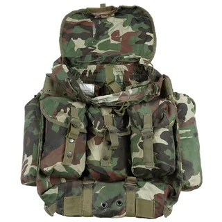 Türk. Rucksack, tarn, gebr., Metallgestell