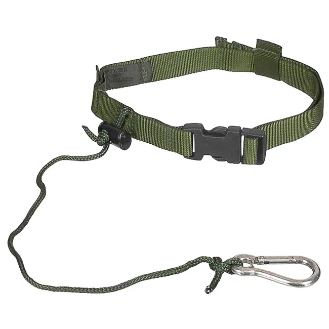 Brit. Fangriemen, oliv, mit Karabiner, IRR, gebr.