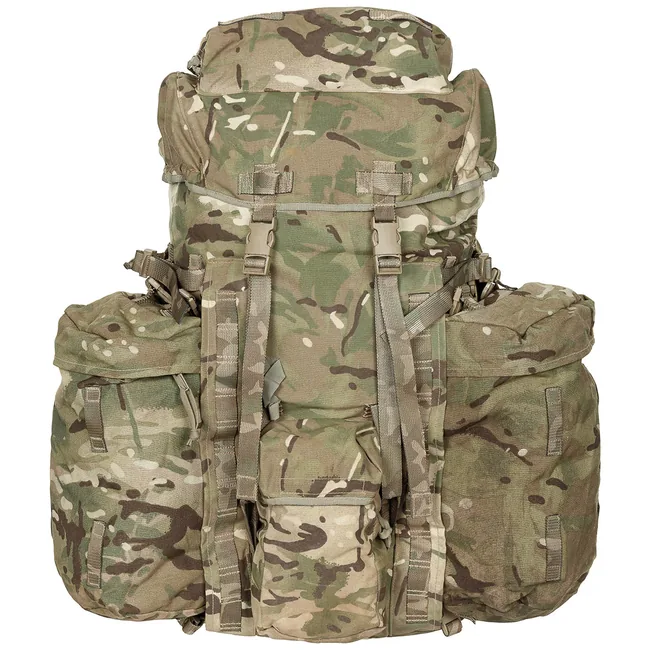 Brit. Rucksack, "INF Long", Seitentaschen, MTP, IRR, gebr.