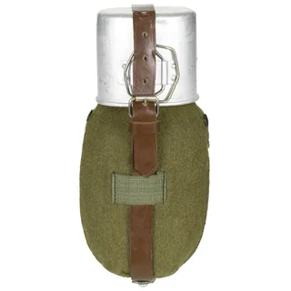 Rumän. Feldflasche, Alu, Becher, Hülle, gebr.