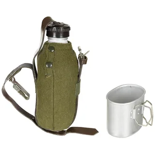 Rumän. Feldflasche, Alu, Becher, Hülle, gebr.