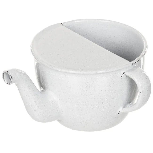 CZ/SK Schnabeltasse, Emaille, weiß, ca. 375 ml, neuw.